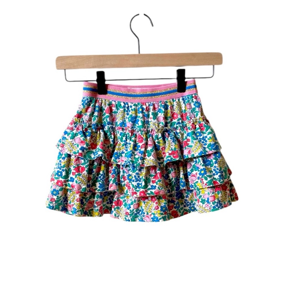 Mini Boden floral multi tier ruffle skirt size 8 9 Year